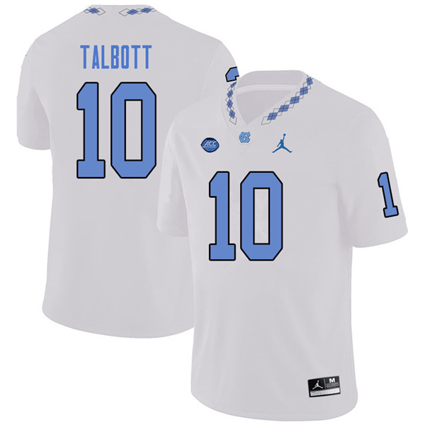 Jordan Brand Men #10 Danny Talbott North Carolina Tar Heels College Football Jerseys Sale-White - Click Image to Close